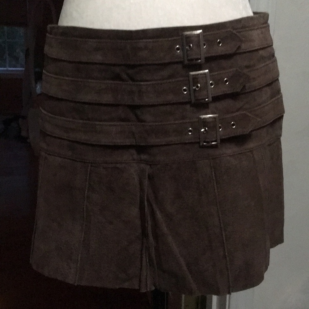 Never Worn!  Brown 100% Leather Skirt